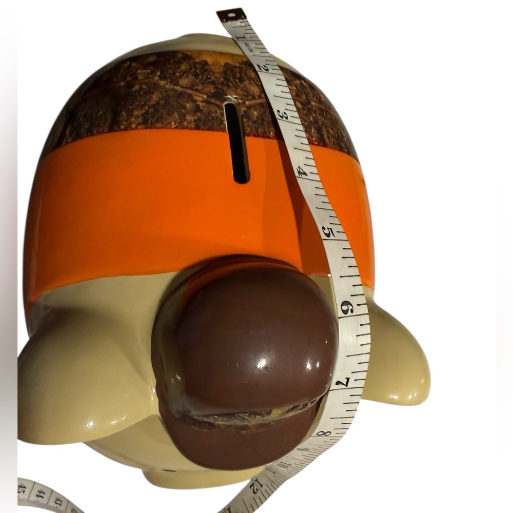 Large Piggy Bank with Mossy Oak Camo Hat and Orange and Camo Clothing. F.A.B. NY - Picture 12 of 13